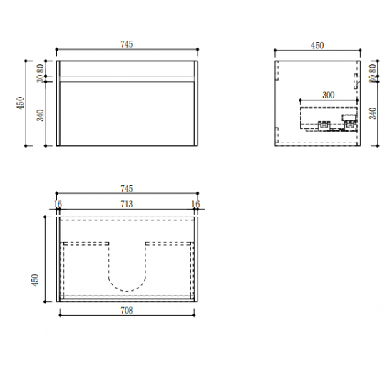 BC13 750X460X460MM PLYWOOD WALL HUNG VANITY - LIGHT OAK WITH CERAMIC TOP